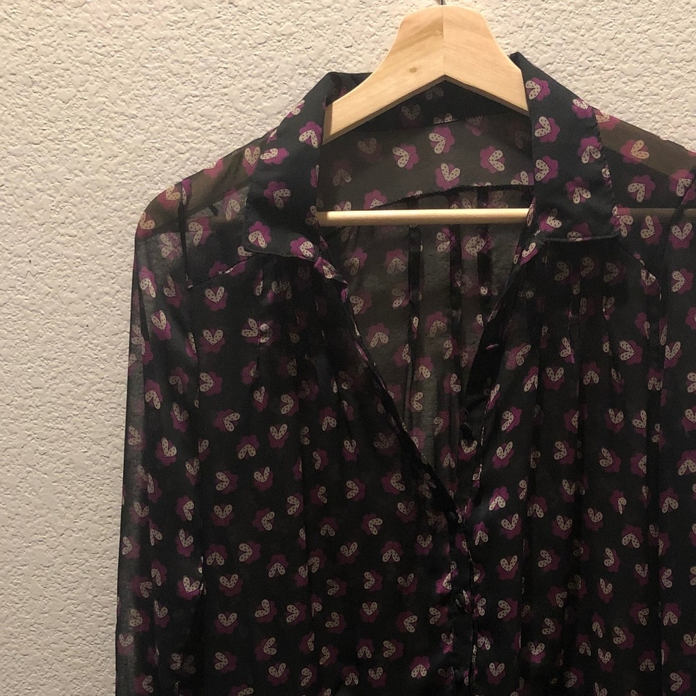 Made in Korea Heart Pattern Long Blouse Size M